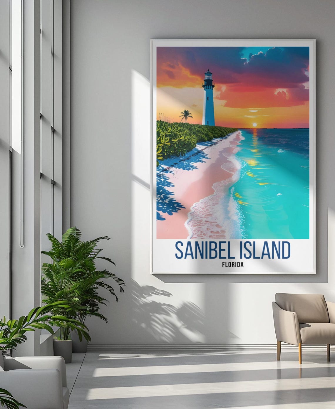 Sanibel Island Florida Travel Print Sanibel Island Poster Florida Island Wall Art Sanibel Island Decor Florida Poster Florida Travel Art - Image 2