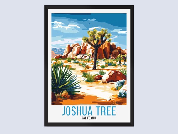 Joshua Tree California Desert Plants Red Rock Formation Travel Poster