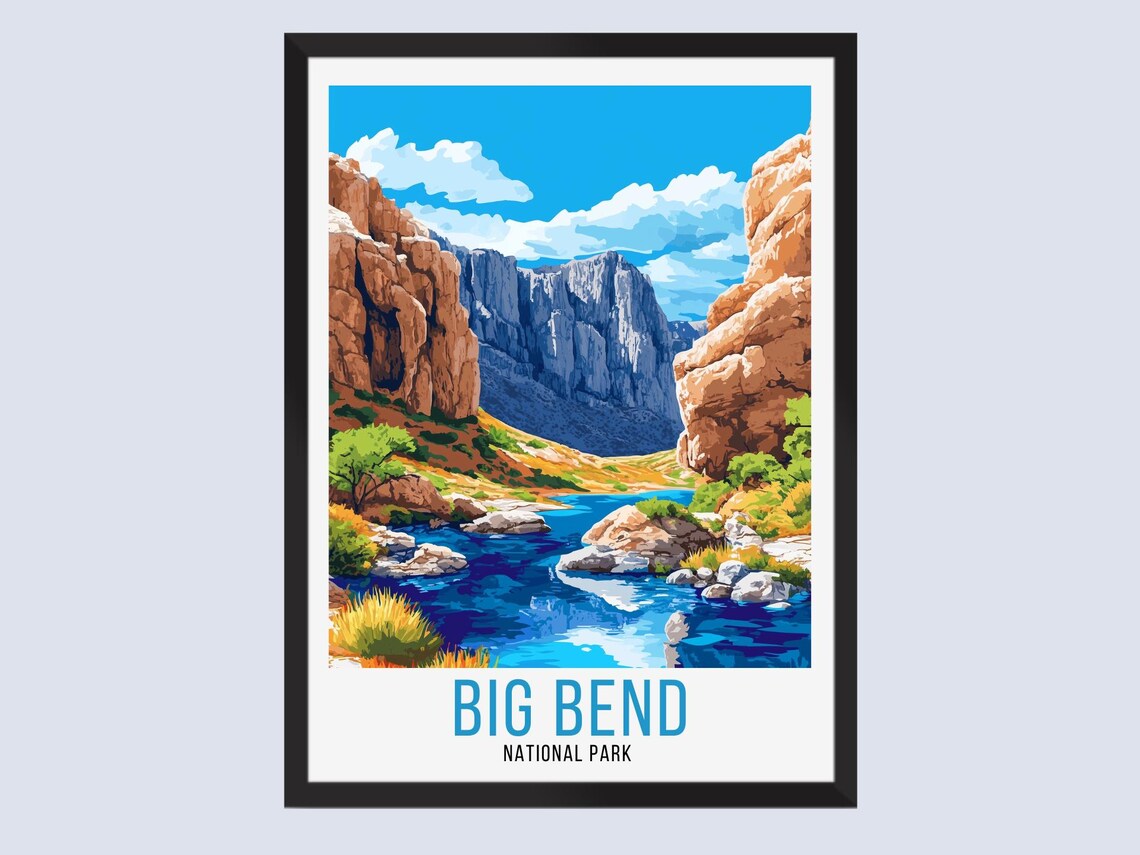 Big Bend National Park Desert Canyon River Travel Art Poster