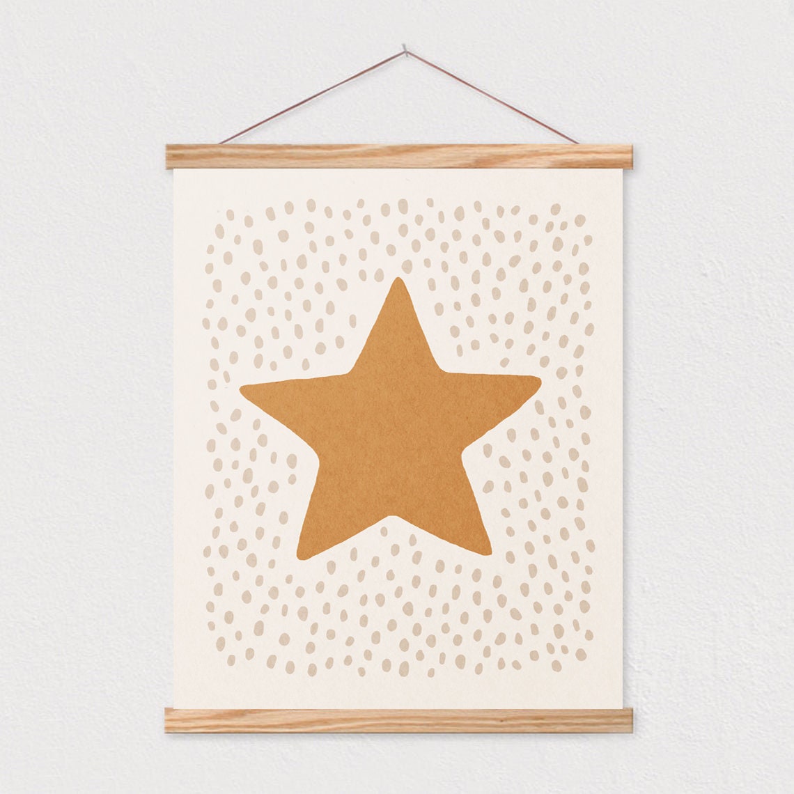 Mustard Star With Dotted Background Boho Kids Room Art Poster - Image 2