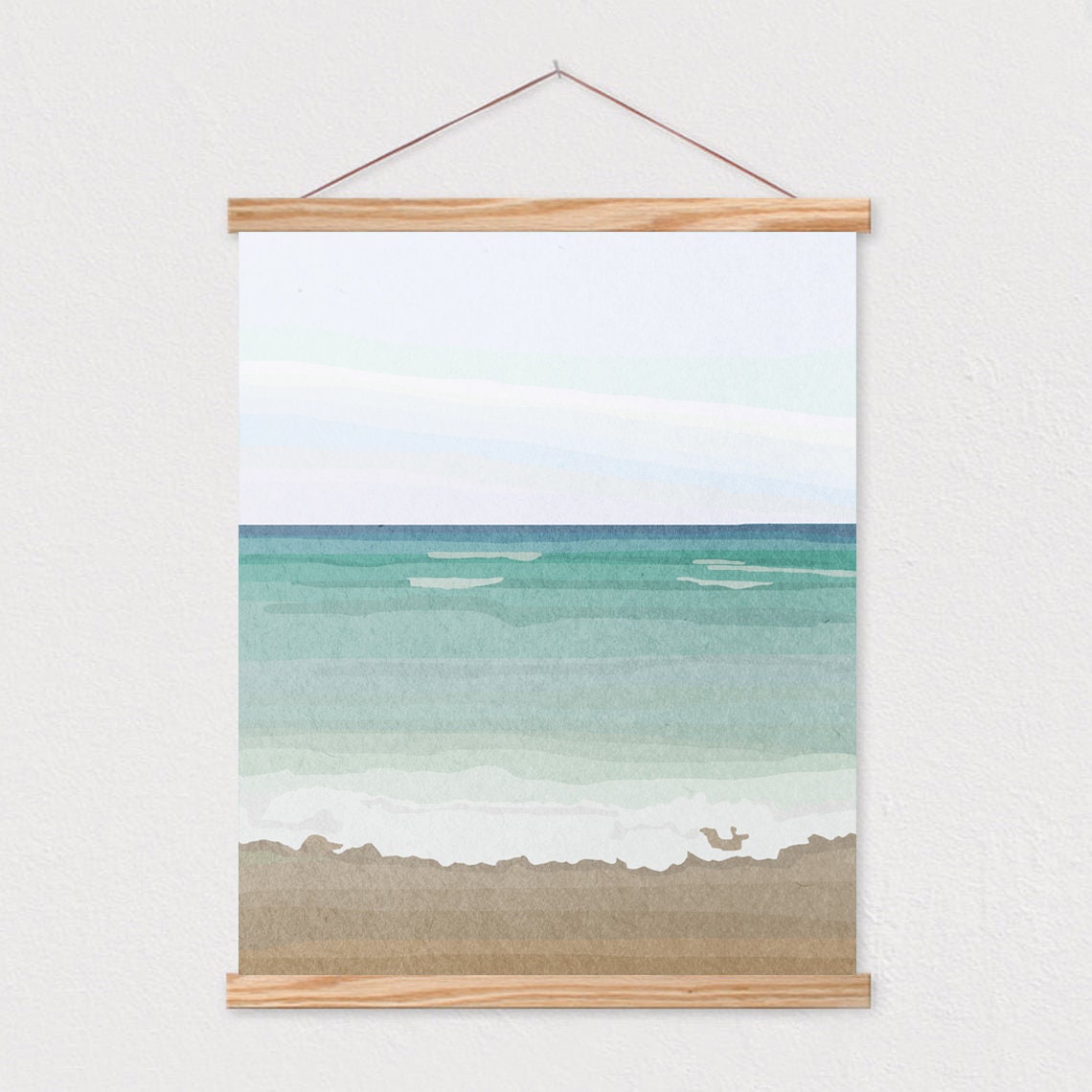 Turquoise Ocean Waves and Sandy Shore Calm Beach Wall Poster - Image 2