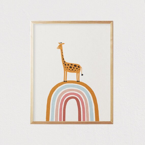 Giraffe Mid-Century Modern Art Print, Nursery Decor