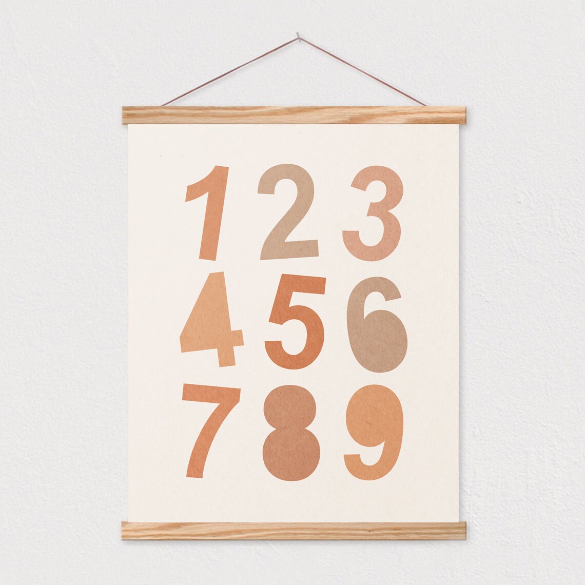Boho Numbers 1 to 9 in Warm Earth Tones Kids Nursery Wall Poster - Image 2