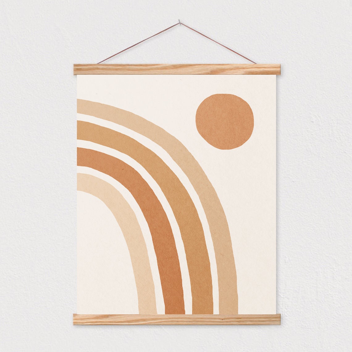 Rainbow Sun Illustration Neutral Boho Kids Art Kids Decor Earth Tones Nursery Room Interior Decor Mid Century File 16x20 - Image 2