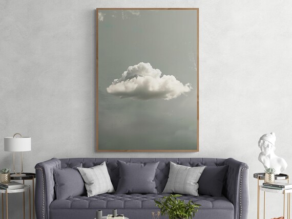 Minimalist Cloud Poster Soft Wall Art In Grey And White Timeless Design For Modern Rooms