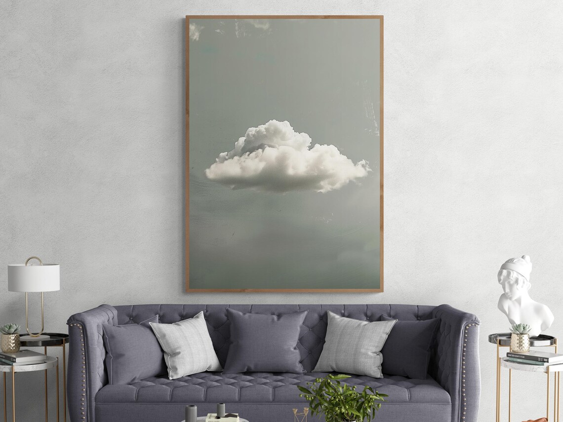 Minimalist Cloud Poster Soft Wall Art In Grey And White Timeless Design For Modern Rooms