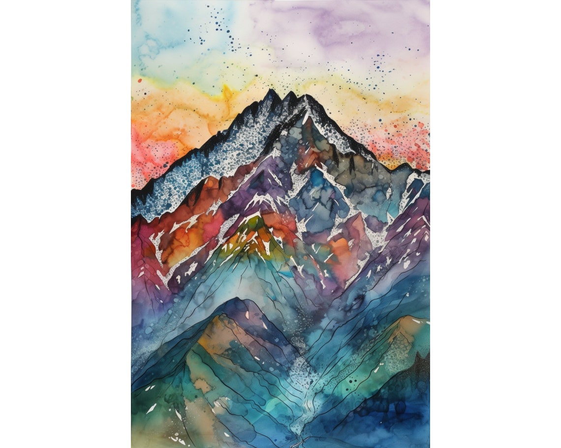 Colourful Mountain Experience The Beauty Of The Mountains In Pop Style With Our Colourful Watercolour Poster - Image 5