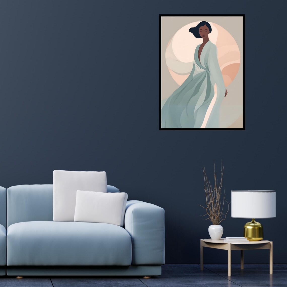 Serene Woman Portrait, Minimalist Feminine Illustration - Image 2