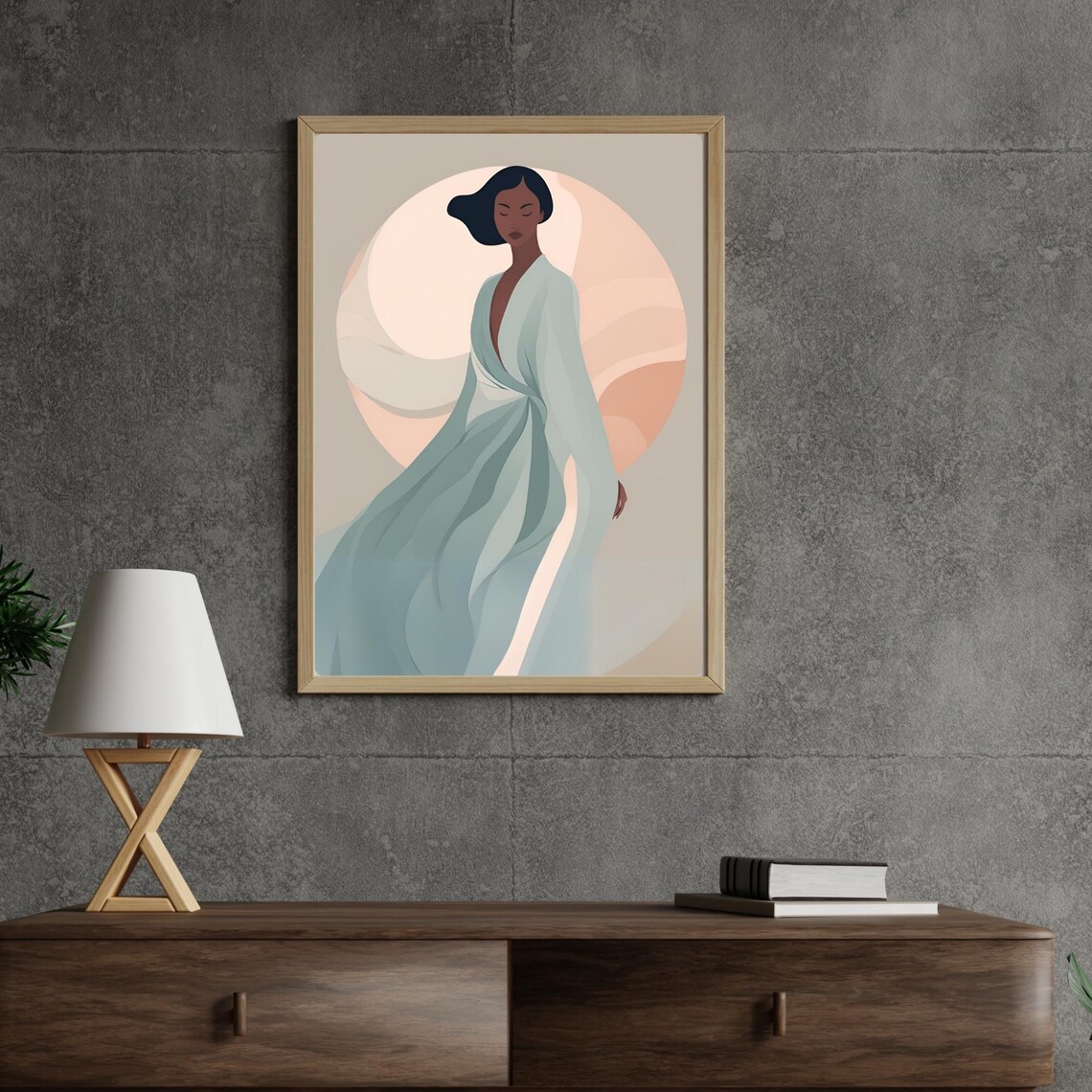Serene Woman Portrait, Minimalist Feminine Illustration - Image 3