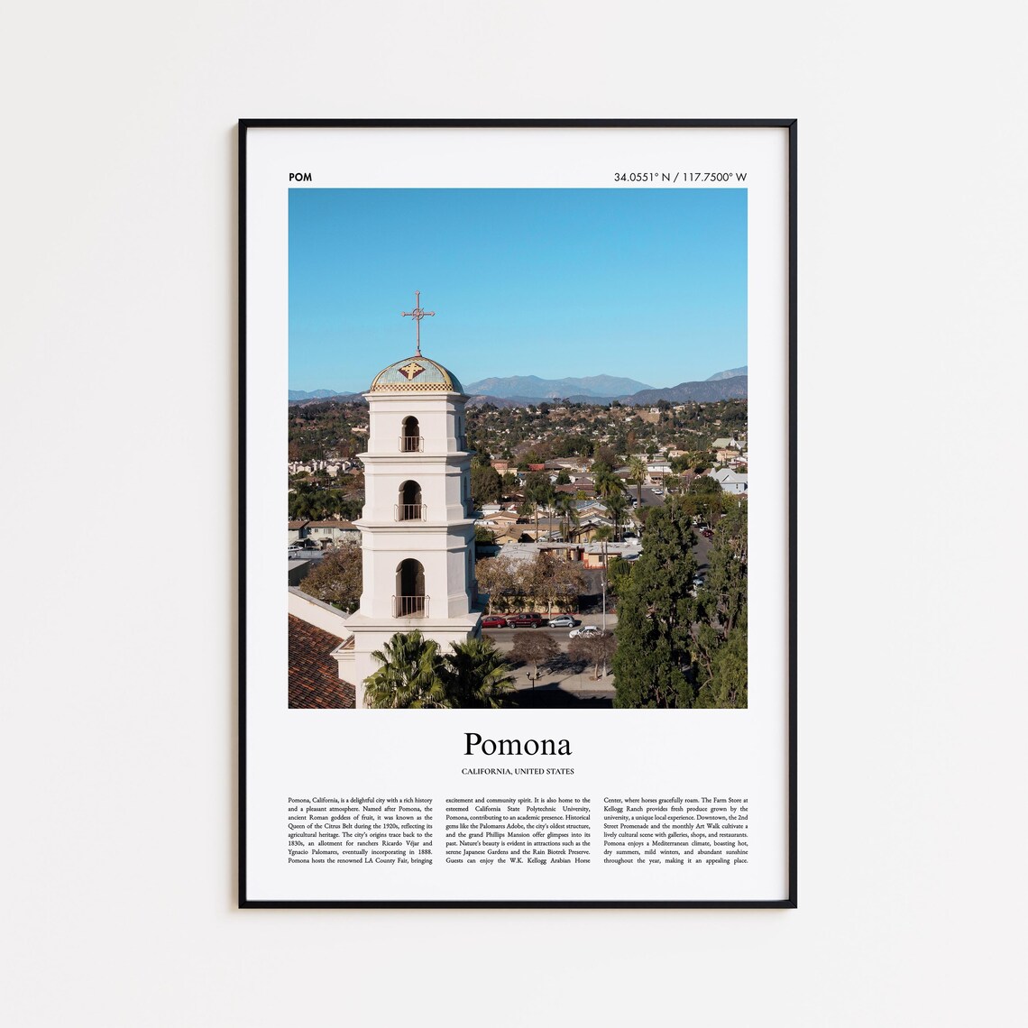Pomona California Mission Revival Bell Tower Photography Poster