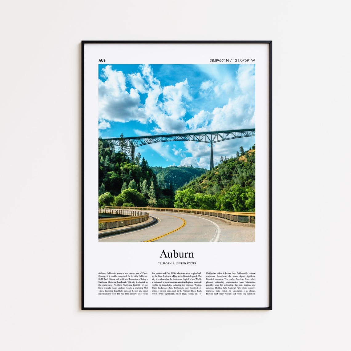 Auburn California Scenic Bridge Valley View Real Photo Poster