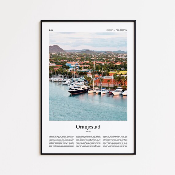 Oranjestad Color Print Real Photo Poster Travel Gift Aruba Minimal City Wall Art