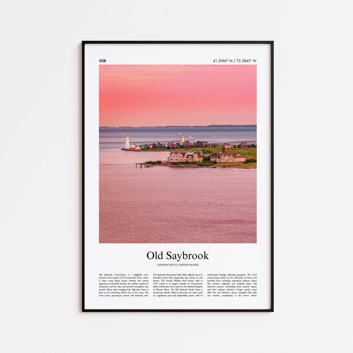 Old Saybrook Connecticut Lighthouse Sunset Photo Travel Poster
