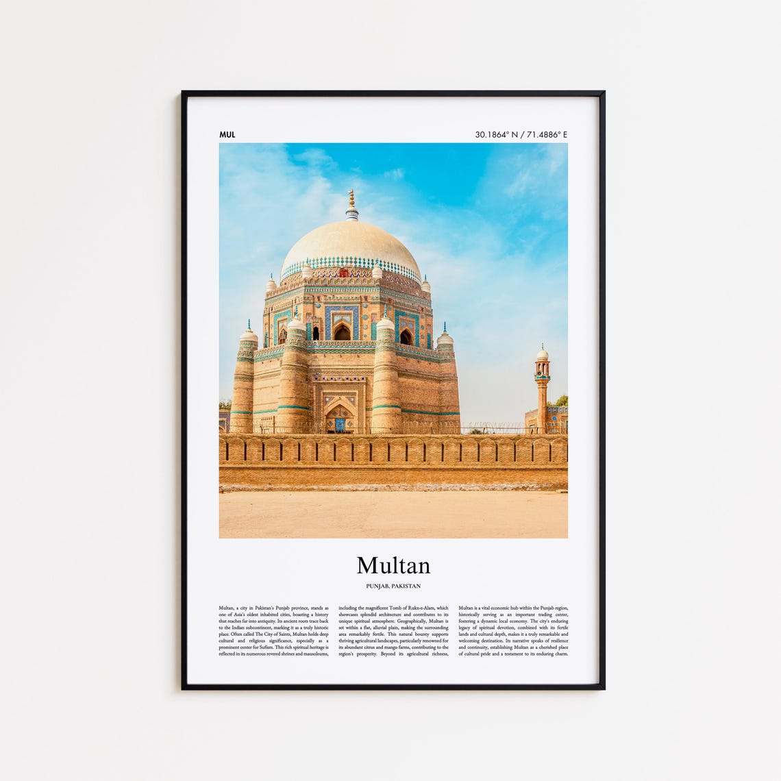 Multan Pakistan Historic Shrine Dome Blue Tile Architecture Poster