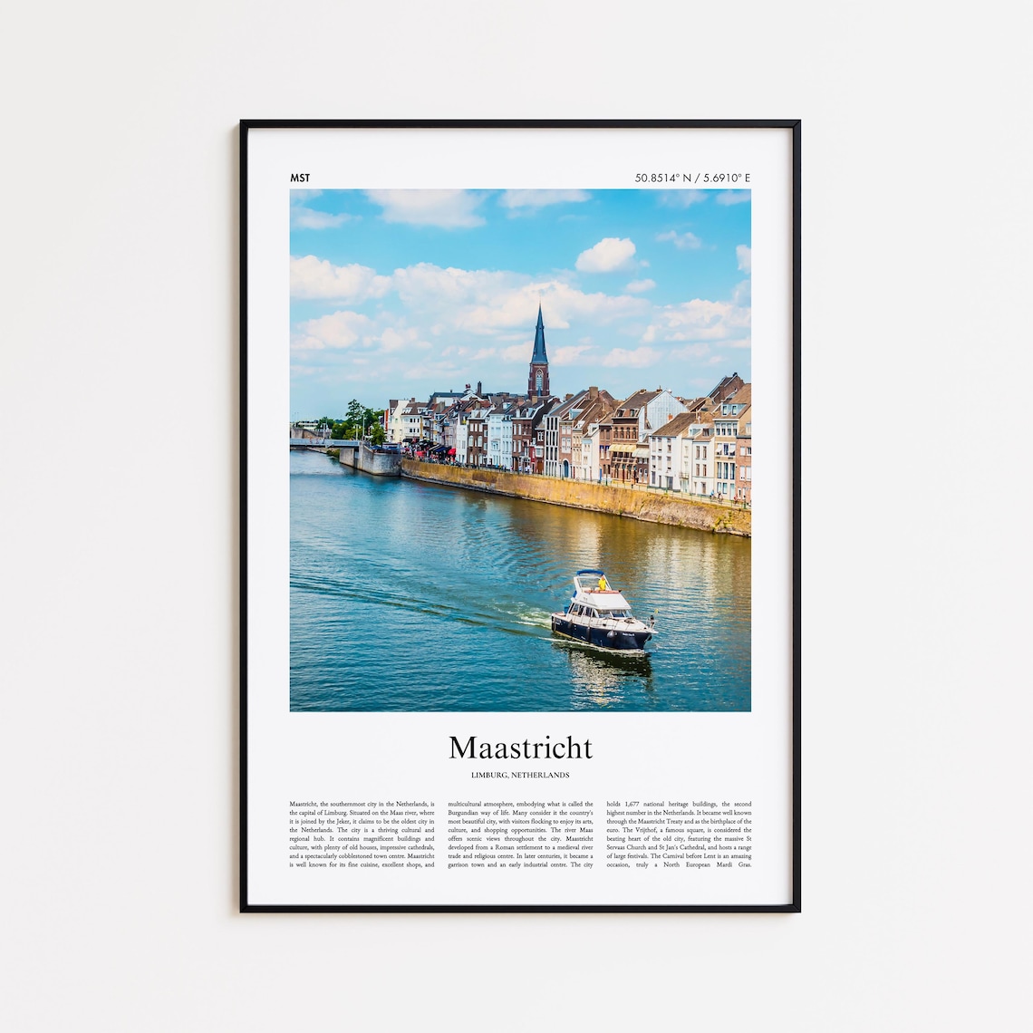 Maastricht Netherlands Maas River Historic City Photo Travel Poster