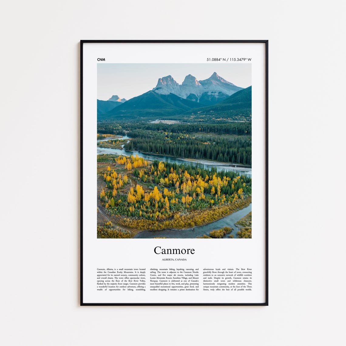 Canmore Alberta Three Sisters Mountain Fall Foliage Travel Poster