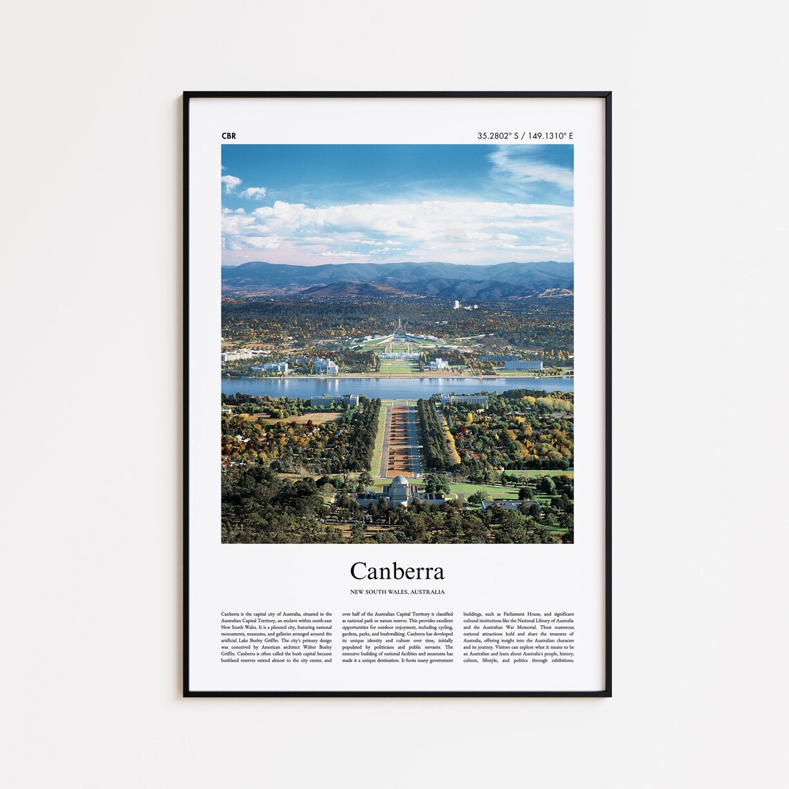 Canberra Australia Parliament House Aerial Lake City View Poster