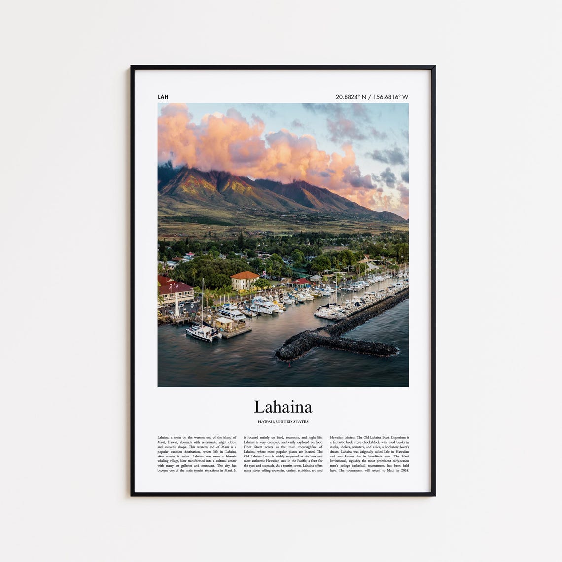 Lahaina Hawaii Maui Harbor Sunset Mountain View Photo Poster