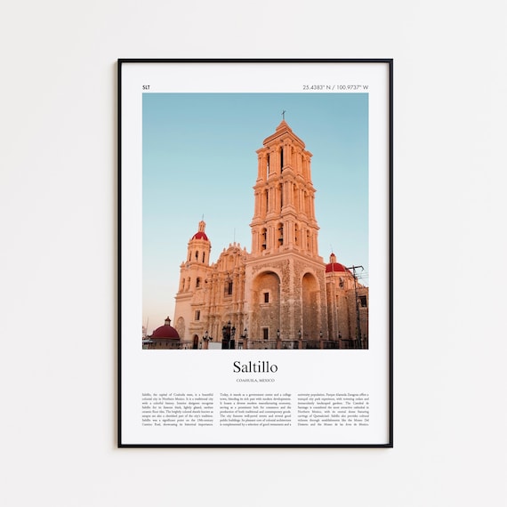 Saltillo Color Print Real Photo Poster Travel Gift Coahuila Mexico Minimal City