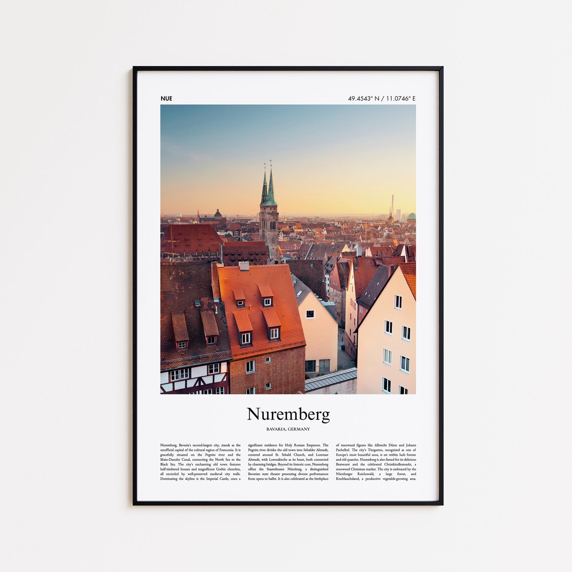 Nuremberg Bavaria Sunset Old Town Rooftops and Church Spires Poster