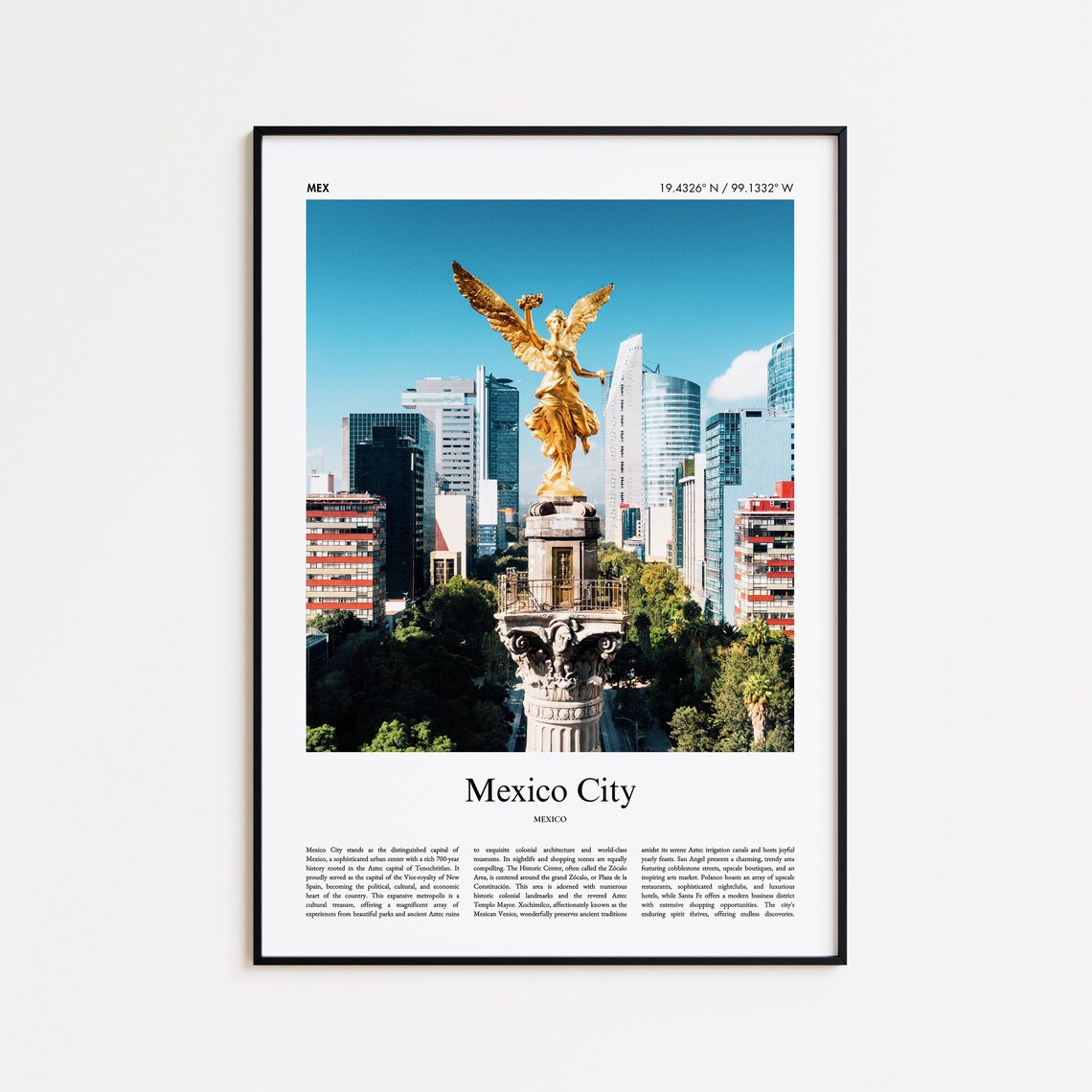 Mexico City Mexico Angel of Independence Color Photo Travel Poster