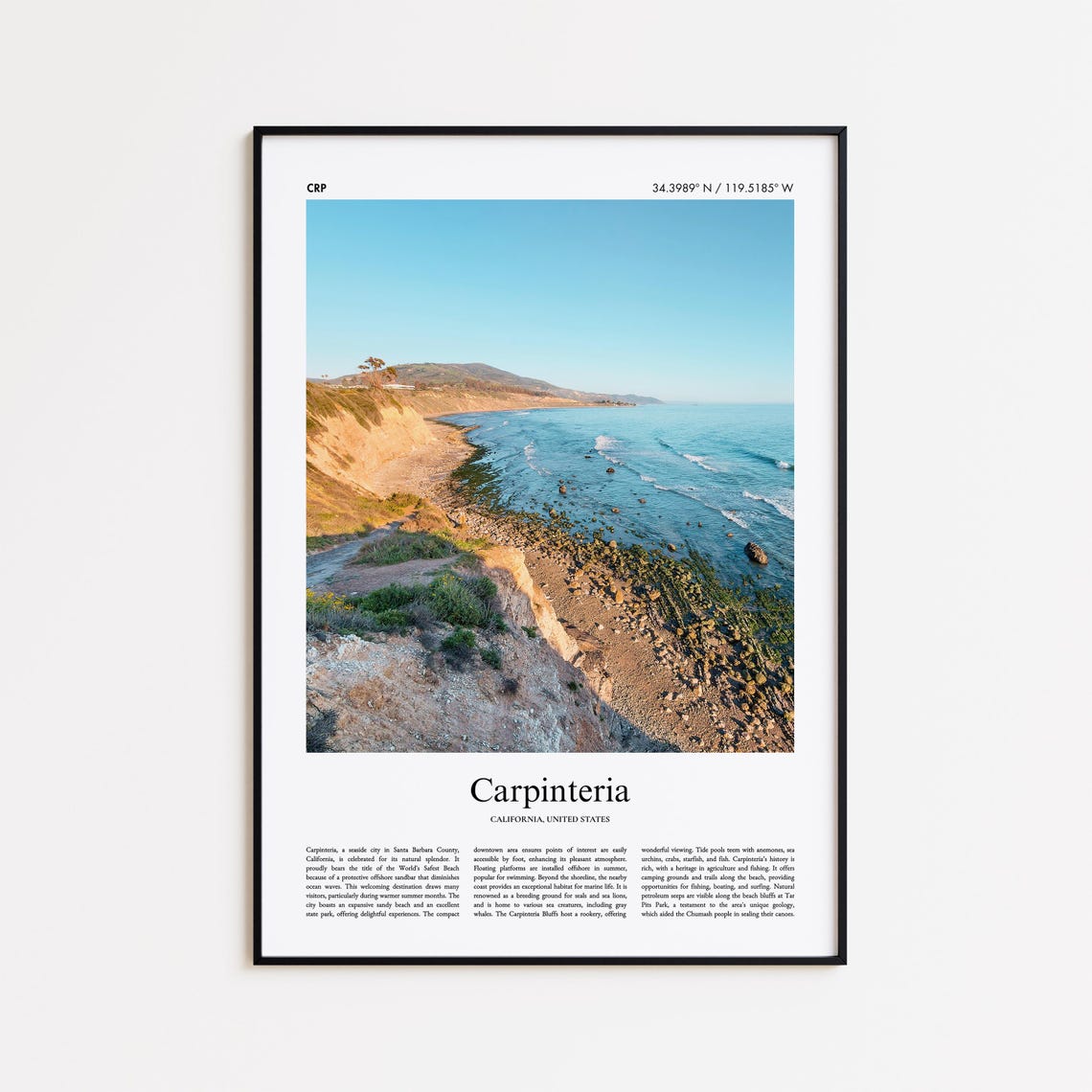 Carpinteria California Coastal Bluffs Beach Ocean Travel Photo Poster