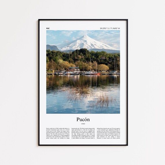 Pucon Color Print Real Photo Poster Travel Gift Chile Minimal City Wall Art