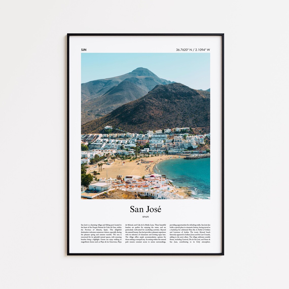 San José Spain Fishing Village Beach Real Photo Travel Poster