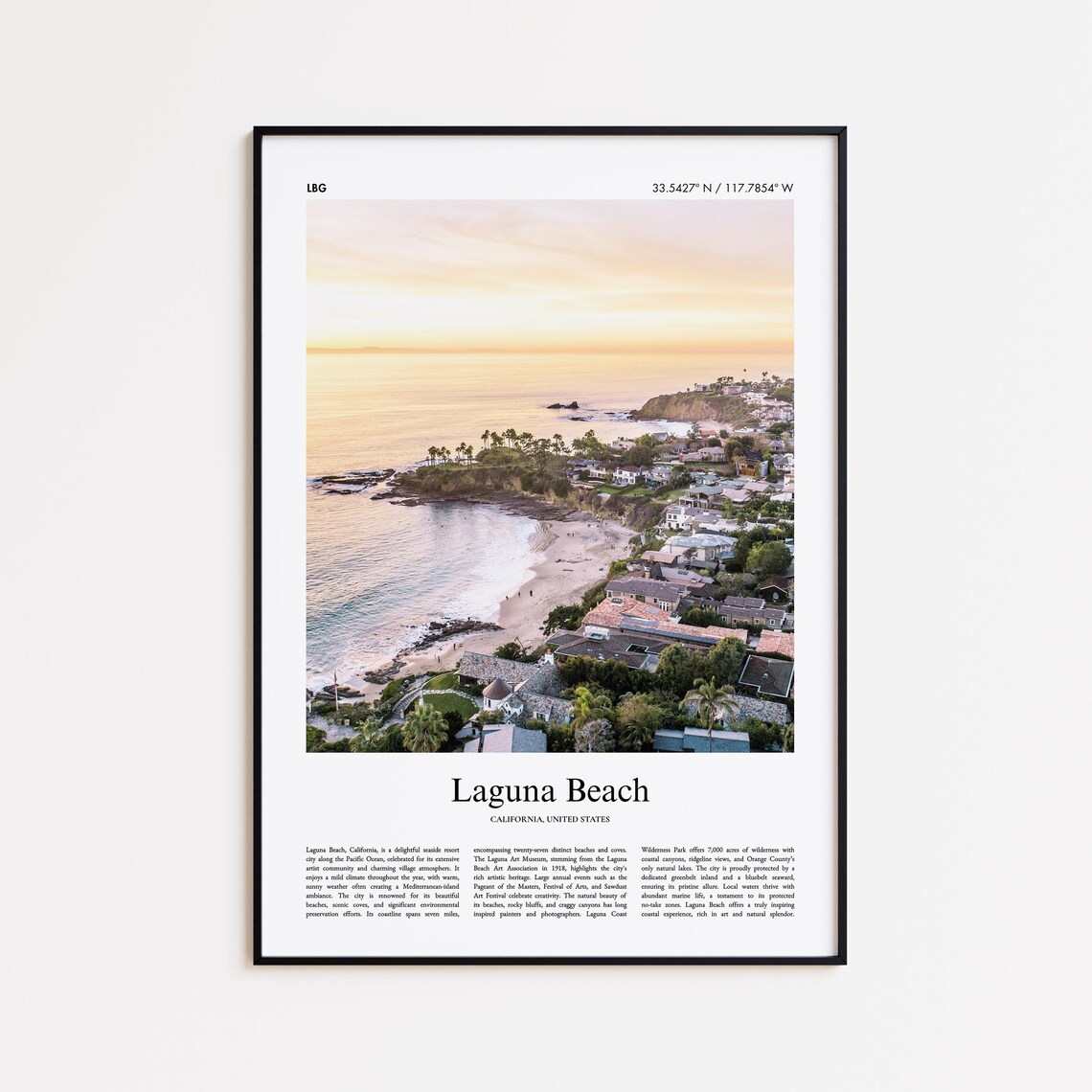 Laguna Beach California Coastline Sunset City Photo Travel Poster
