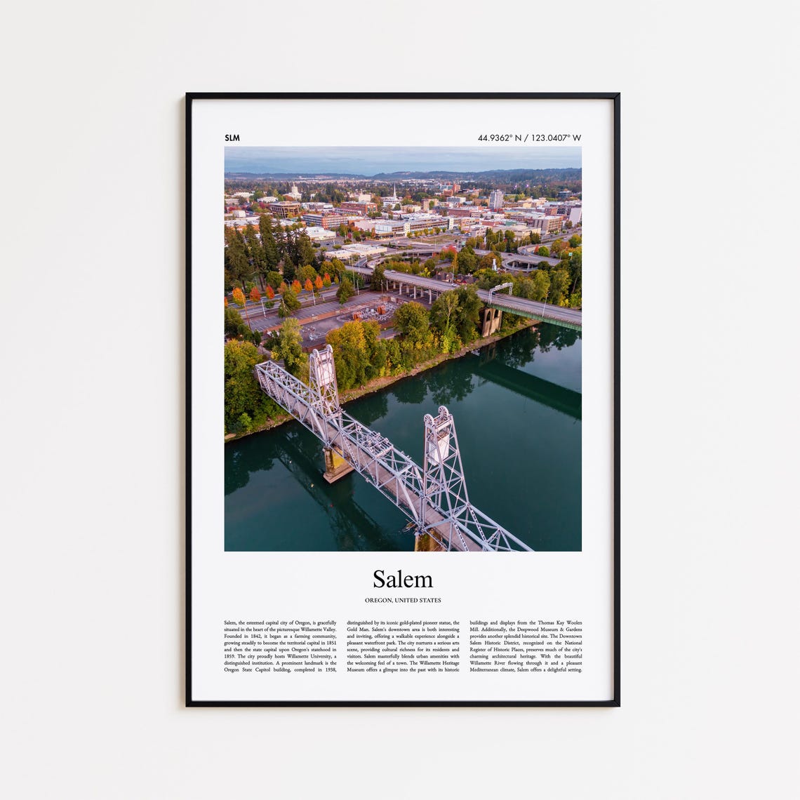 Salem Oregon Steel Bridge River Downtown Skyline Photo Poster