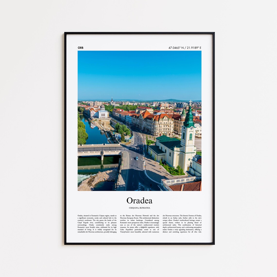 Oradea Romania Art Nouveau Cityscape Aerial River Photo Poster
