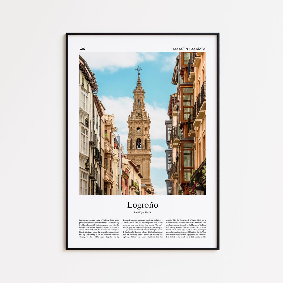Logroño La Rioja Spain Cathedral Tower Old Street Photo Poster