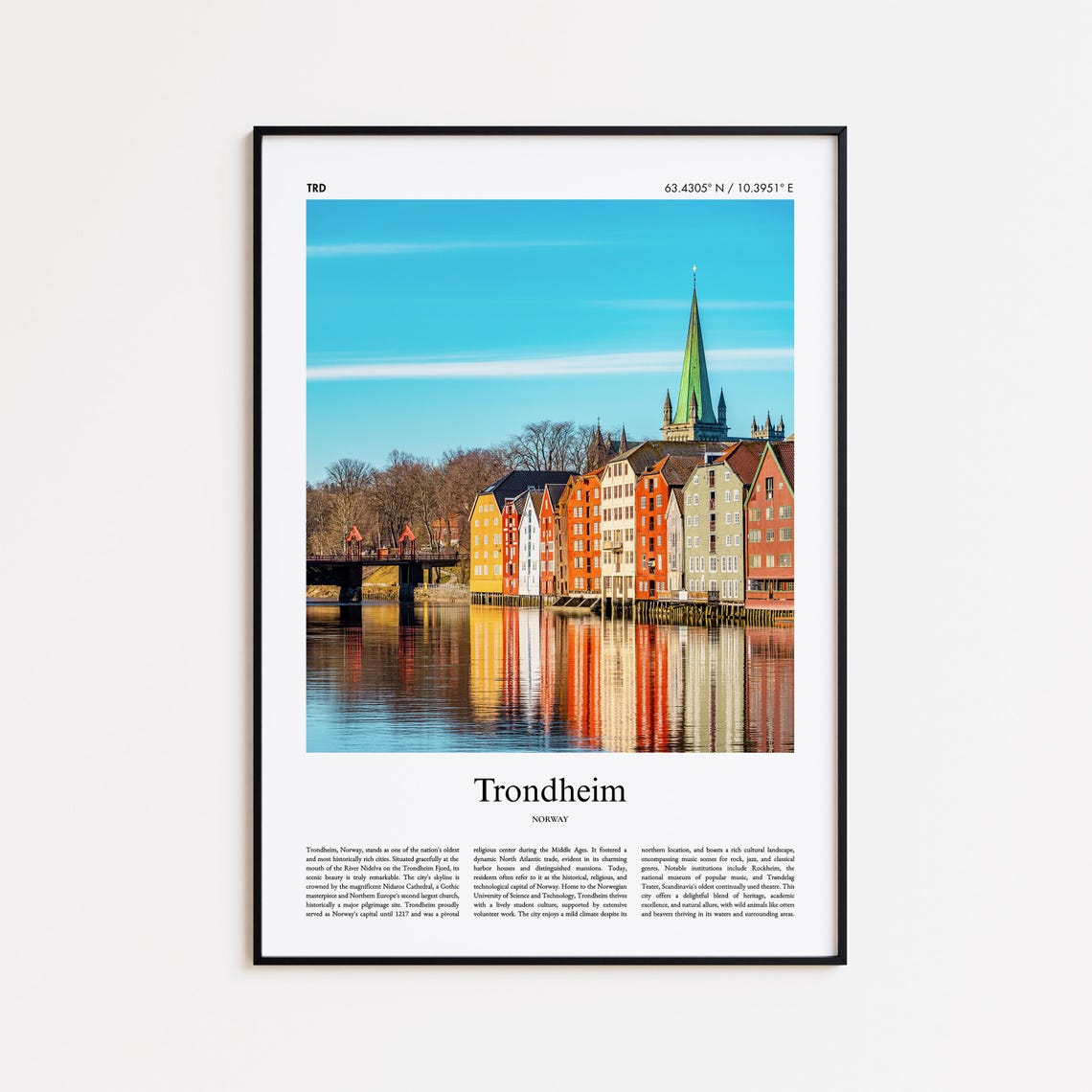 Trondheim Norway Nidaros Cathedral Wharves Travel Photography Poster