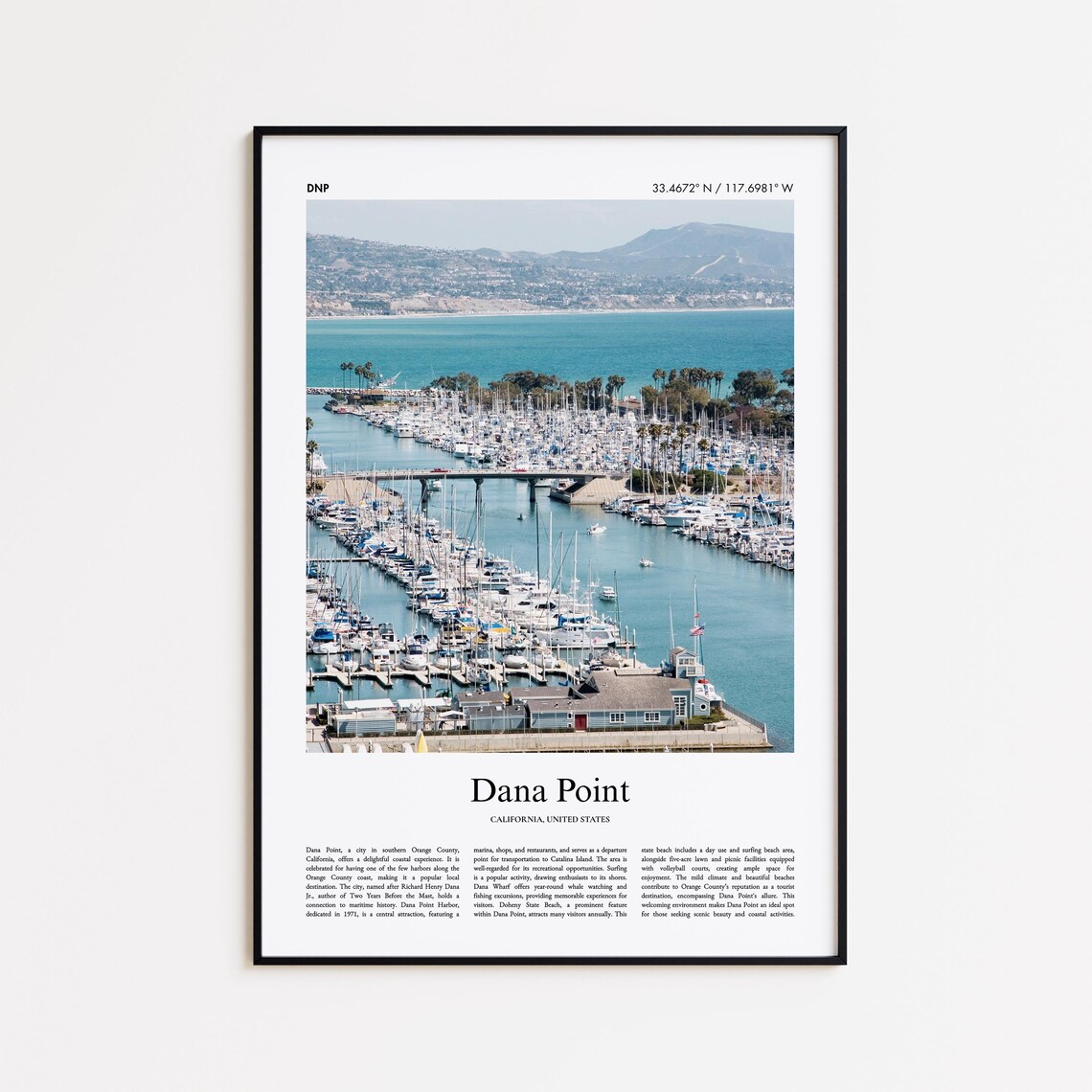 Dana Point Color Print Travel Poster, United States