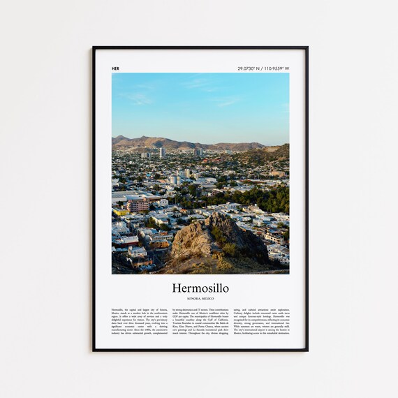 Hermosillo Color Print Real Photo Poster Travel Gift Sonora Mexico Minimal City