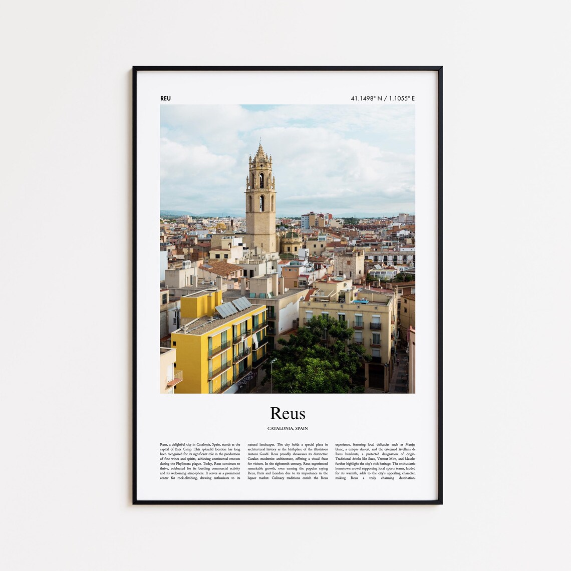 Reus Catalonia Spain Historic Bell Tower Cityscape Photo Poster