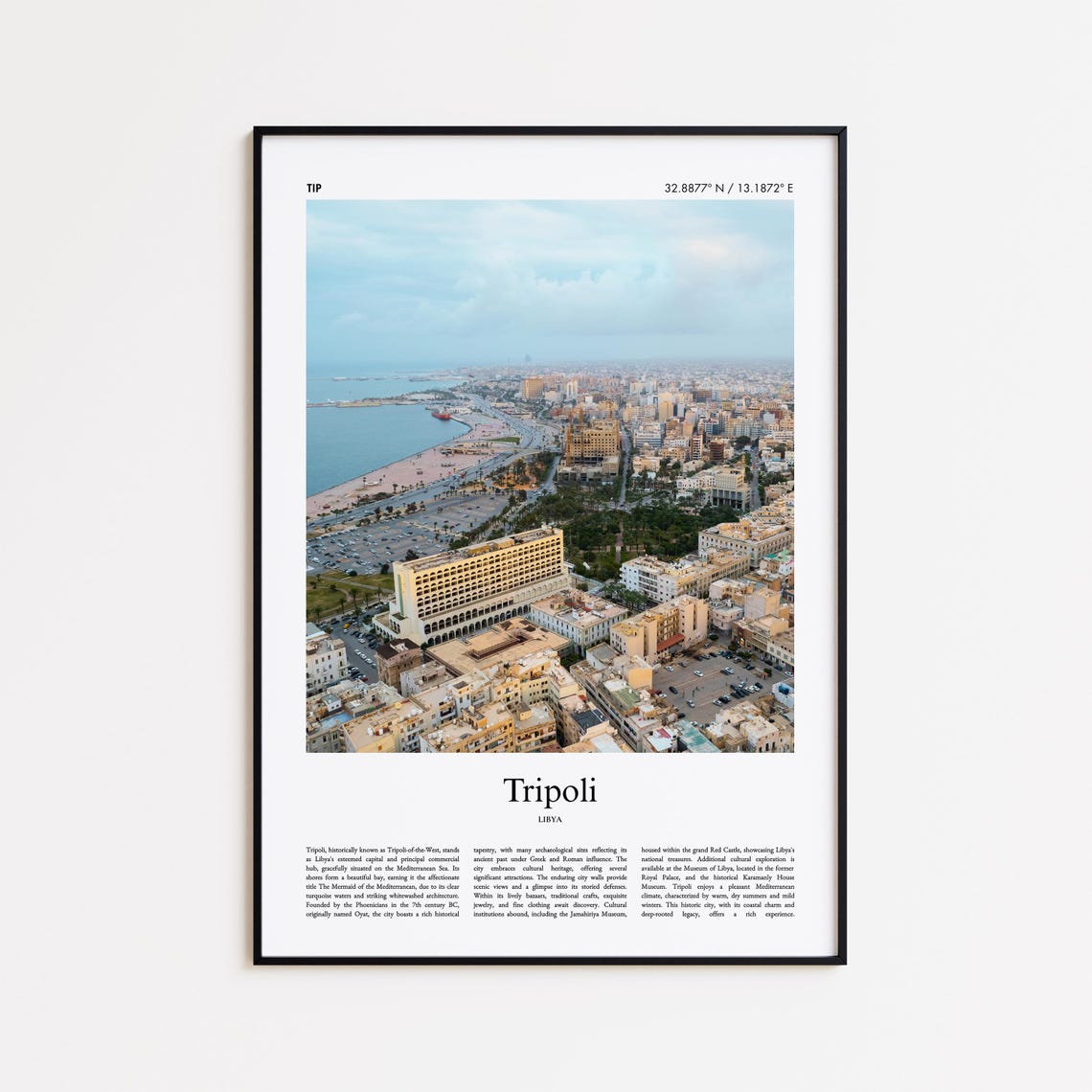 Tripoli Libya Aerial Harbor Cityscape Travel Photography Poster