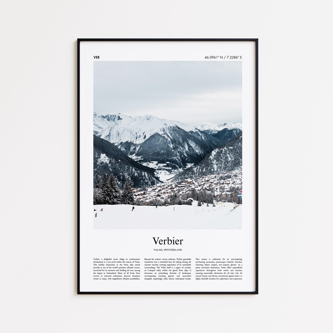 Verbier Switzerland Alpine Ski Village Winter Travel Photo Poster