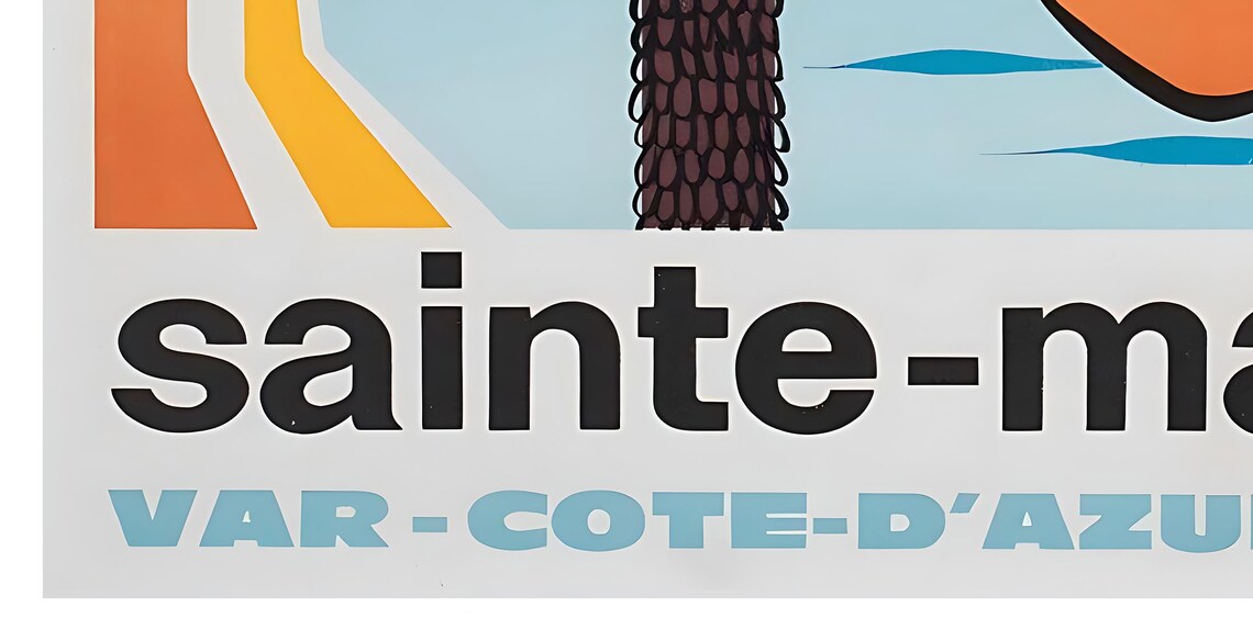 Sainte Maxime Cote dAzur Palm Harbor France Vintage Travel Poster - Image 2
