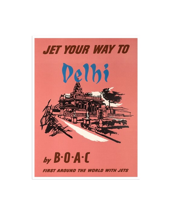 Delhi Print India Art Boac Travel Poster Indian Sign Xr2004a