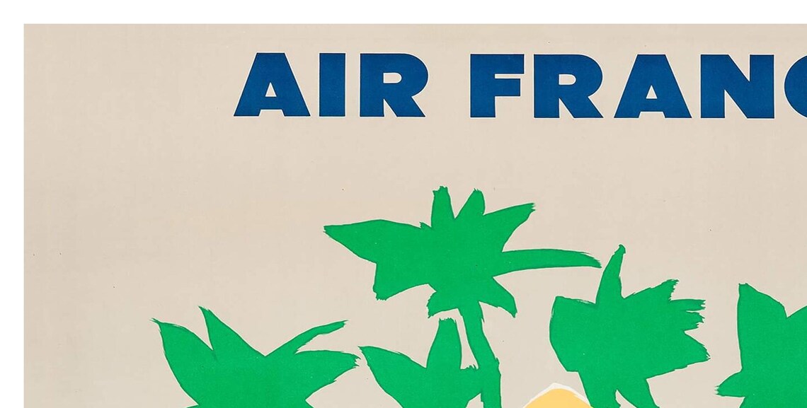 Air France Africa Village Market Vintage Airline Travel Poster - Image 2