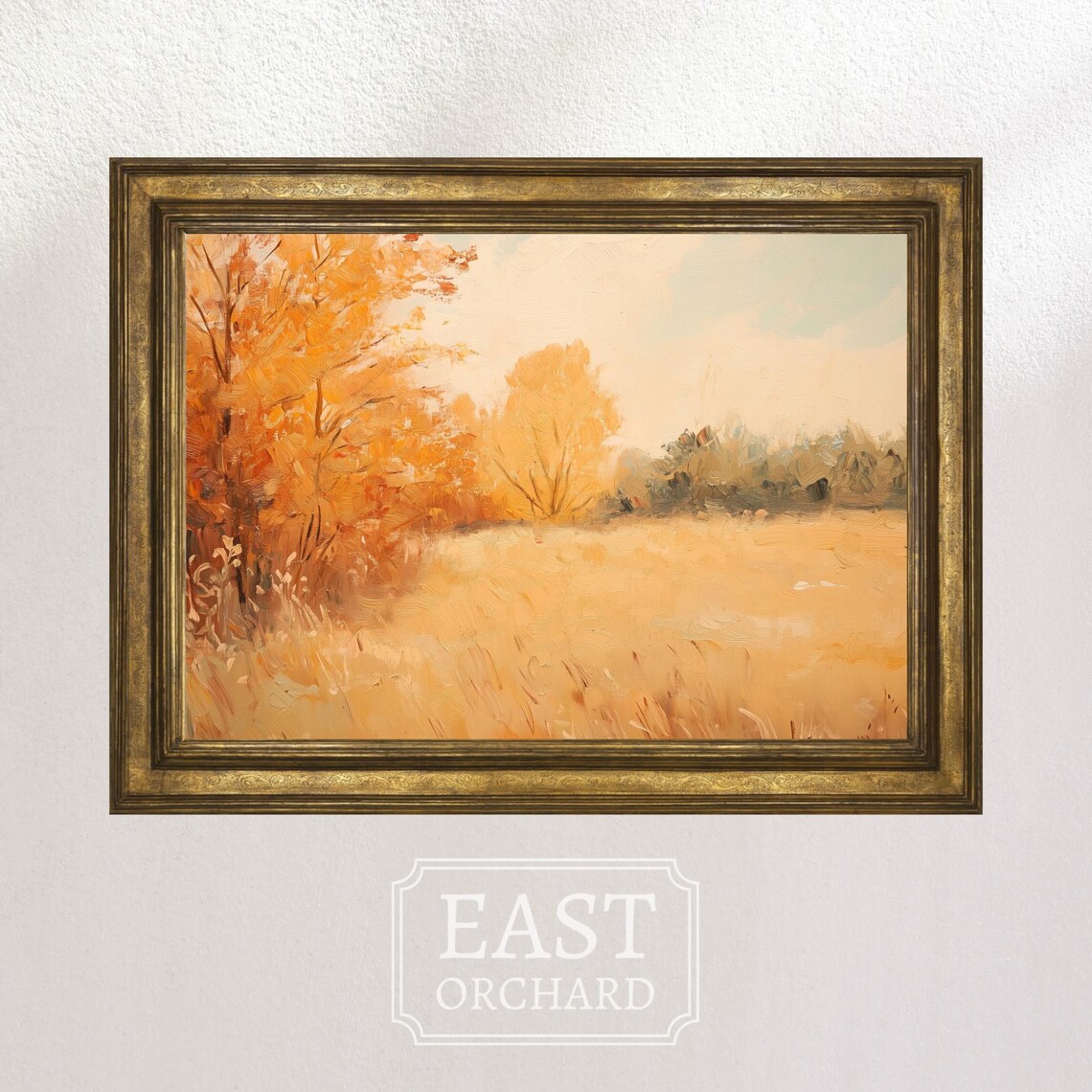Peachy Autumn Trees Soft Field Impressionist Style Fall Landscape Poster - Image 2