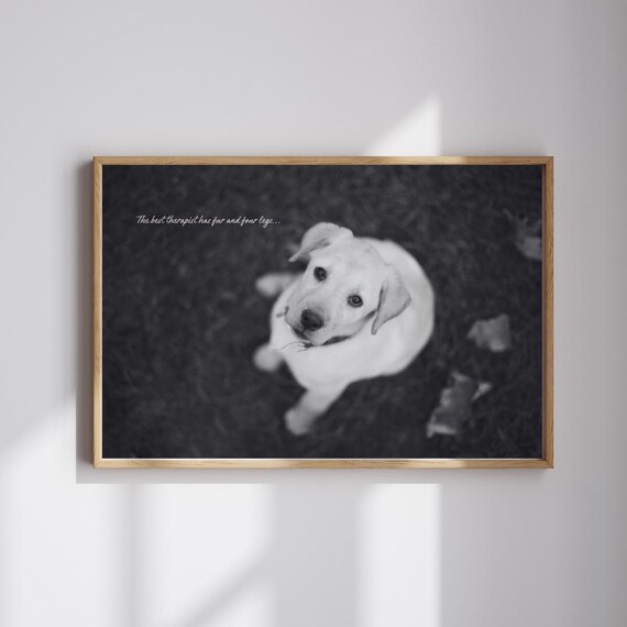 Black And White Puppy Photo Best Therapist Quote Dog Wall Art