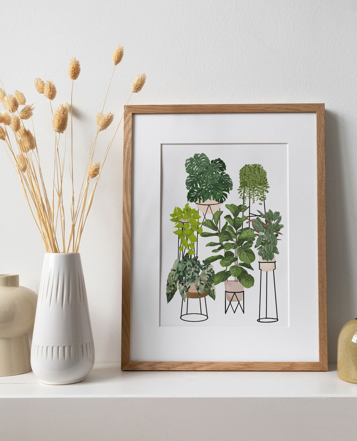 Monstera Fiddle Leaf Fig And Pothos Potted Plants Collection Poster