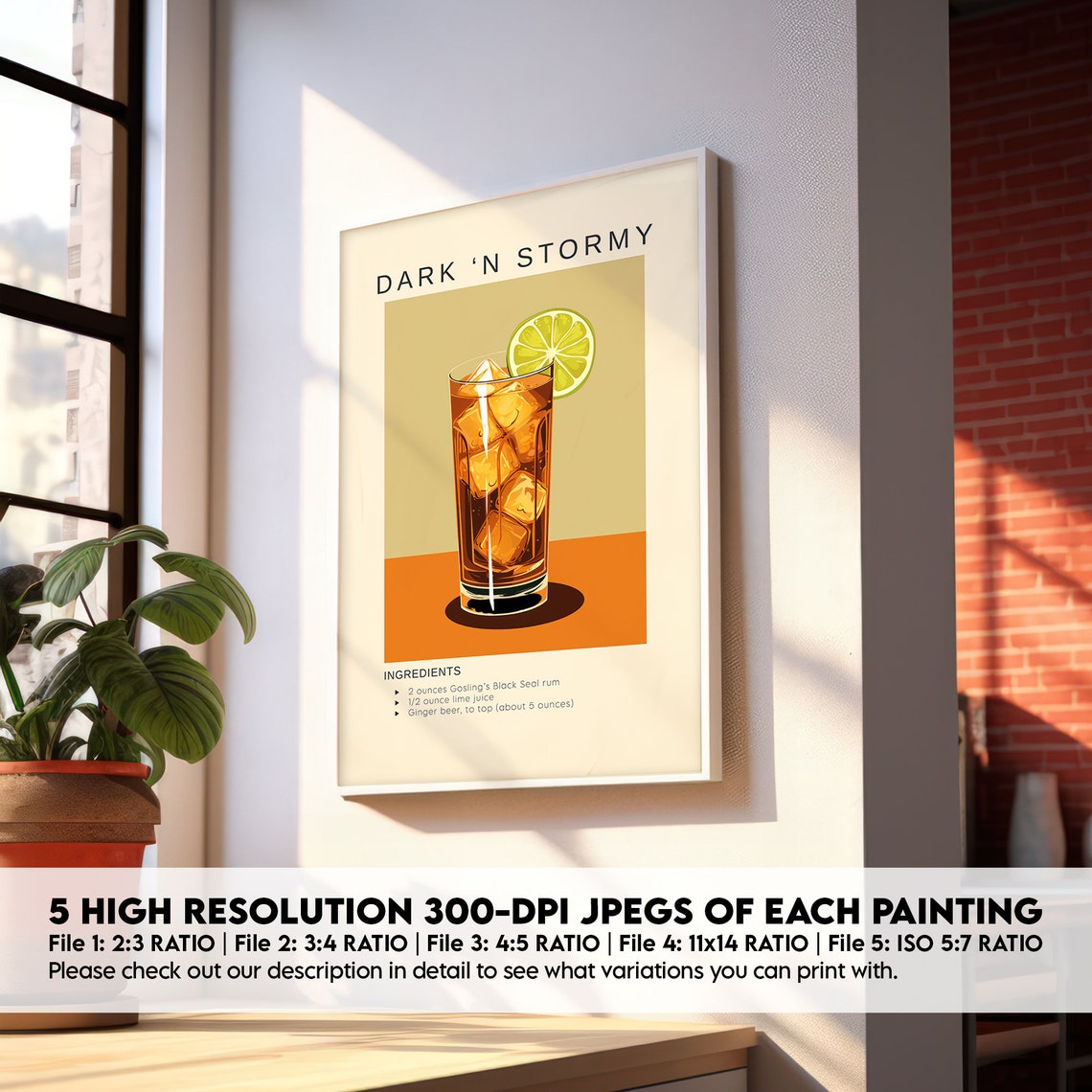 Dark 'N Stormy Gosling's Rum Cocktail Recipe Minimalist Poster - Image 2