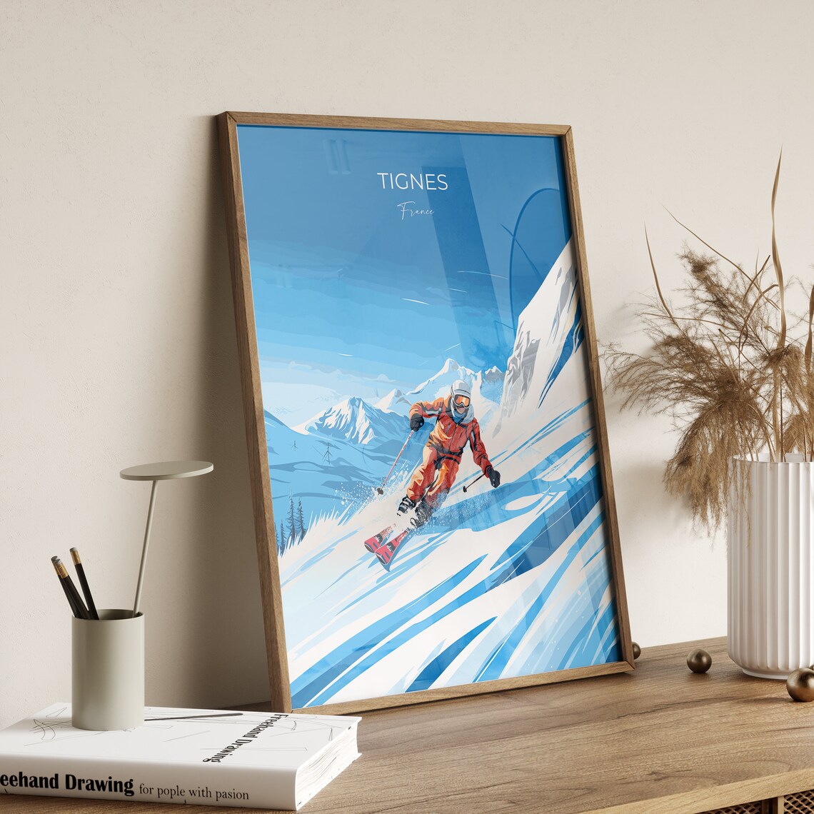 Tignes France Alpine Ski Resort Steep Powder Slope Skier Poster - Image 2