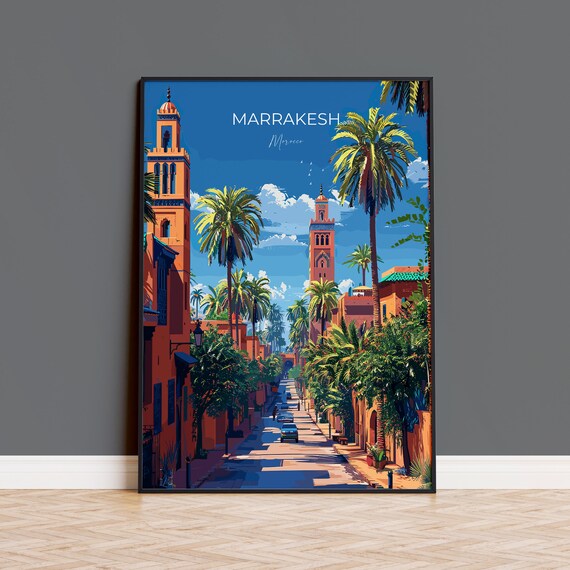 Marrakesh Travel Poster Wall Art Travel Print Of Marrakesh Marrakesh Art Lovers Gift Morocco Wall Art