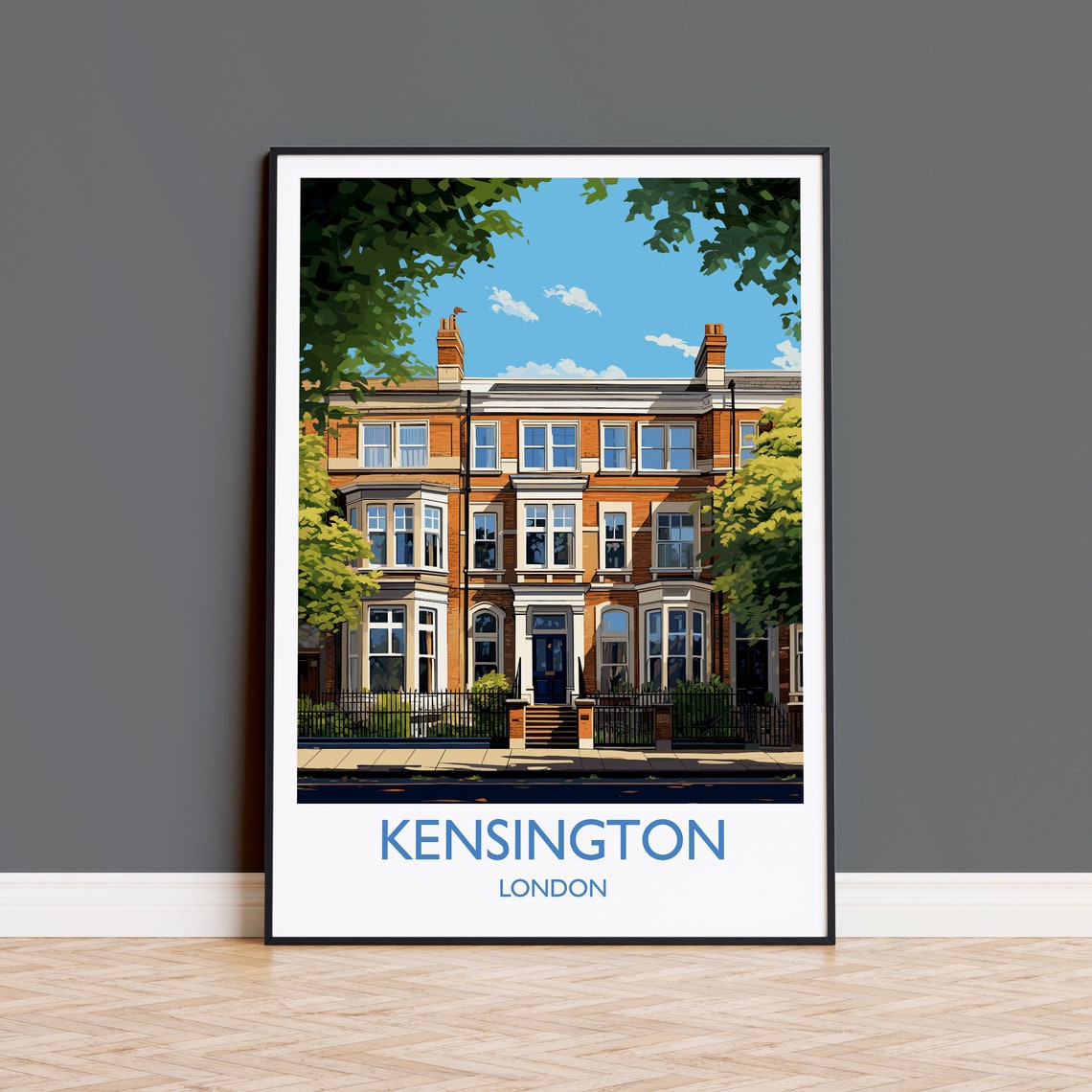 Kensington Travel Poster Travel Print Of Kensington London Poster Kensington Gift Kensington Art London Art Uk Travel Gift
