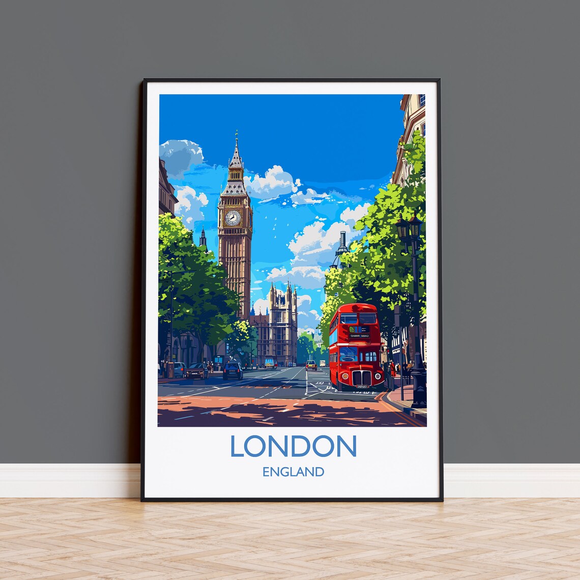 London Travel Poster, Big Ben Art for London Lovers