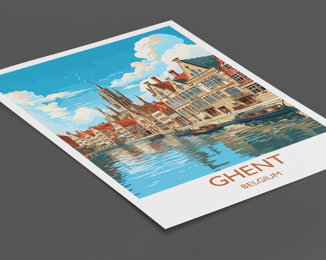 Ghent Belgium Travel Gift Art Print - Image 2